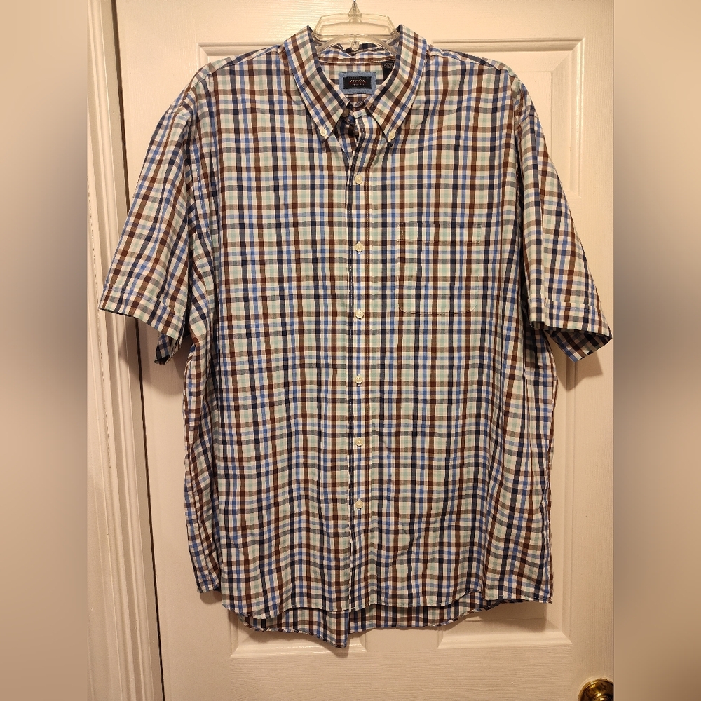 💚 Arrow Blue and Brown Button Down Shirt